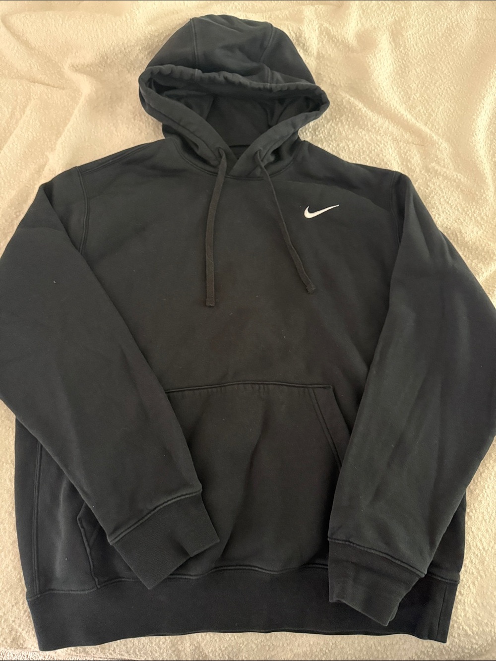 Nike Black Hoodie with White Swoosh - Men's Pullover